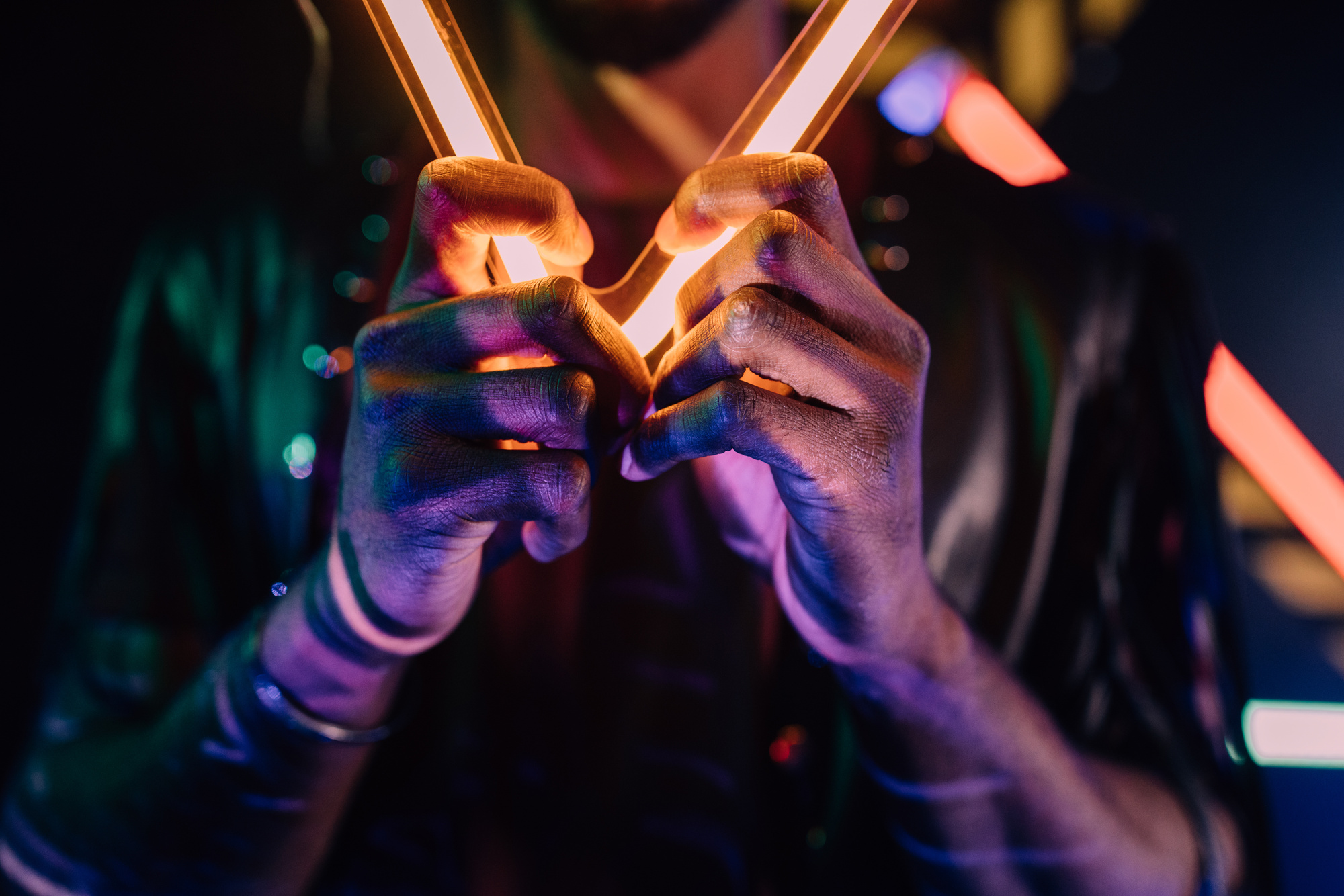 A Person Holding a Neon Light